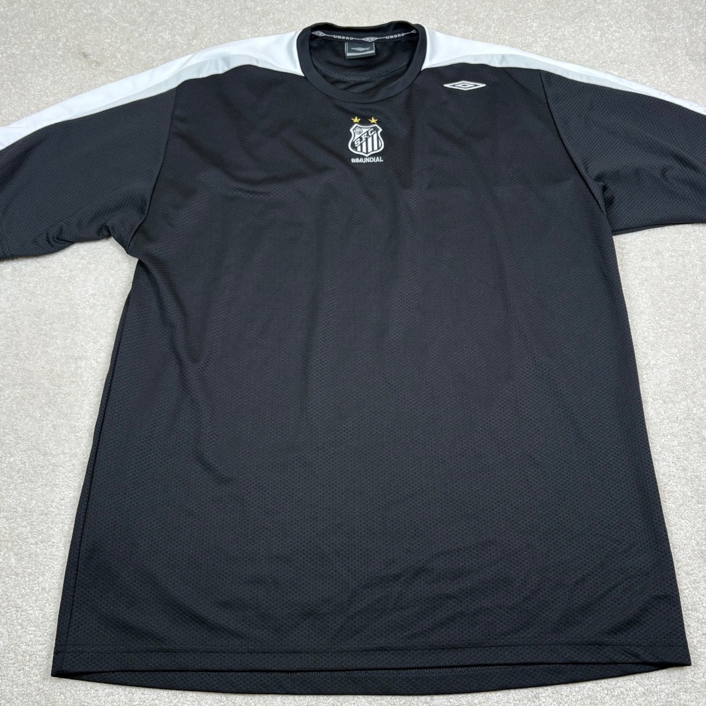 Umbro Santos FC Bimundial Training Jersey Mens XL Black White Brazil Soccer